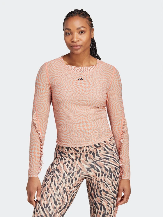 ADIDAS Bluse Print Clash Long Sleeve Yoga Long-sleeve Top HT7324 Braun 3 ADIDAS Bluse Print Clash Long Sleeve Yoga Long-sleeve Top HT7324 Braun