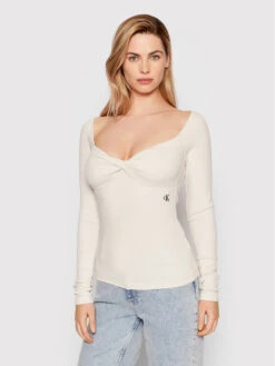 Calvin Klein Jeans Bluse J20J218327 Beige Slim Fit