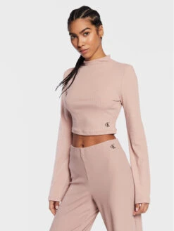 Calvin Klein Jeans Bluse J20J220298 Beige Cropped Fit