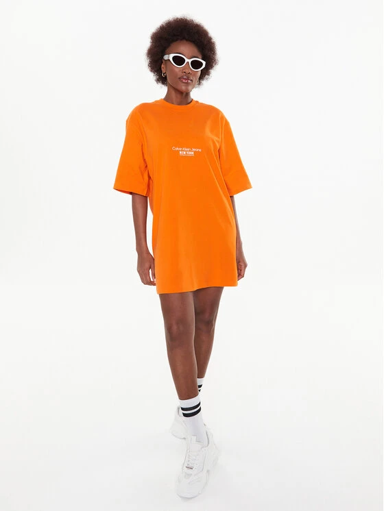 Calvin Klein Jeans Kleid Für Den Alltag J20J220755 Orange Relaxed Fit 4 Calvin Klein Jeans Kleid Für Den Alltag J20J220755 Orange Relaxed Fit – Bild 2