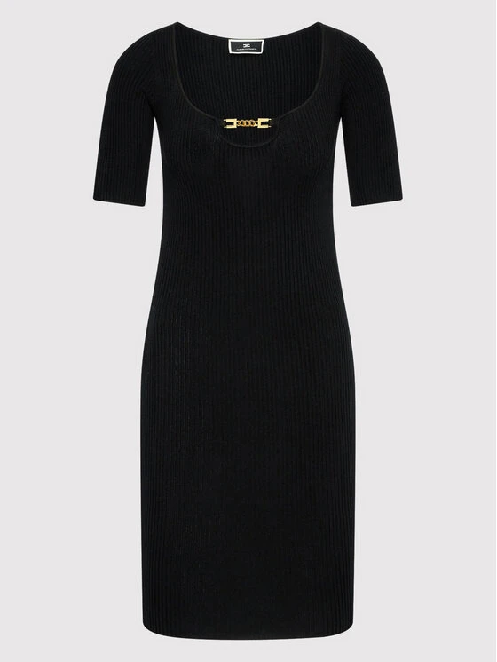 Elisabetta Franchi Kleid Für Den Alltag AM-10S-22E2-V290 Schwarz Slim Fit 7 Elisabetta Franchi Kleid Für Den Alltag AM-10S-22E2-V290 Schwarz Slim Fit – Bild 5