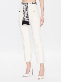 Elisabetta Franchi Stoffhose PA-059-31E2-V290 Écru Bootcut Fit