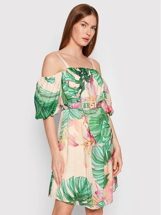 FRACOMINA Sommerkleid F322SD1017W451N4 Beige Regular Fit 3 FRACOMINA Sommerkleid F322SD1017W451N4 Beige Regular Fit