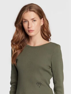 G-Star Raw Bluse Rib D22073-C678-8165 Grün Slim Fit -Deutschland Kleid Zart Verkaufs-Shop g star raw bluse rib d22073 c678 8165 grun slim fit 3