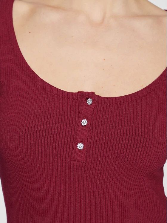 Guess Bluse Karlee Jewel W2YP46 KBCO2 Dunkelrot Slim Fit 6 Guess Bluse Karlee Jewel W2YP46 KBCO2 Dunkelrot Slim Fit – Bild 4