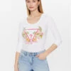 Guess Bluse Triangle Flowers W3GI48 J1314 Weiß Slim Fit -Deutschland Kleid Zart Verkaufs-Shop guess bluse triangle flowers w3gi48 j1314 weiss slim fit