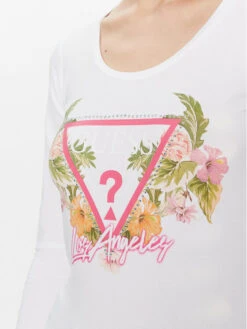 Guess Bluse Triangle Flowers W3GI48 J1314 Weiß Slim Fit -Deutschland Kleid Zart Verkaufs-Shop guess bluse triangle flowers w3gi48 j1314 weiss slim fit 3