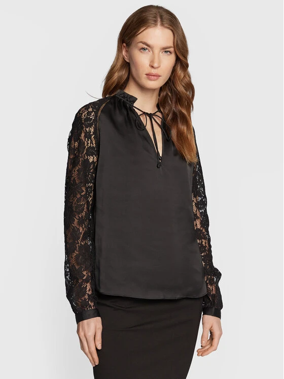 Guess Bluse W2BH16 WD8G2 Schwarz Regular Fit 3 Guess Bluse W2BH16 WD8G2 Schwarz Regular Fit