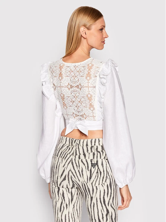 Guess Bluse W2YH76 WESS0 Weiß Regular Fit 5 Guess Bluse W2YH76 WESS0 Weiß Regular Fit – Bild 3