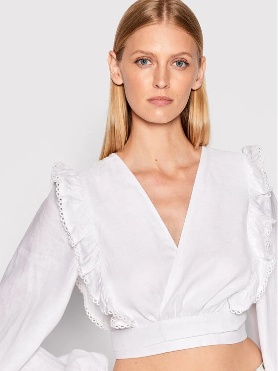 Guess Bluse W2YH76 WESS0 Weiß Regular Fit 6 Guess Bluse W2YH76 WESS0 Weiß Regular Fit – Bild 4