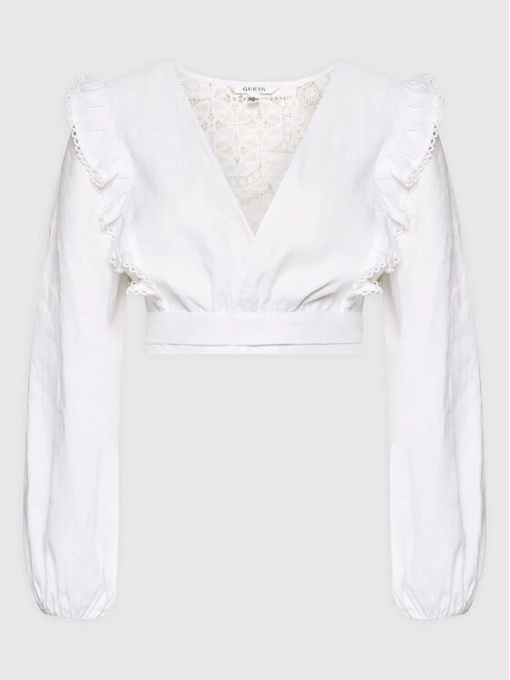 Guess Bluse W2YH76 WESS0 Weiß Regular Fit 7 Guess Bluse W2YH76 WESS0 Weiß Regular Fit – Bild 5