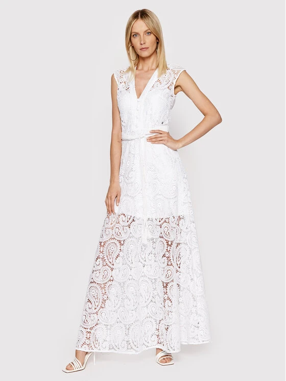 Guess Sommerkleid Creta W2GK46 WEJX0 Weiß Regular Fit 4 Guess Sommerkleid Creta W2GK46 WEJX0 Weiß Regular Fit – Bild 2