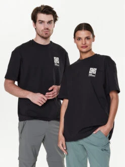 Jack Wolfskin T-Shirt Unisex Eschenheimer Back 1809081 Schwarz Regular Fit