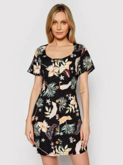 Roxy Sommerkleid All Eyes On Love ERJWD03556 Schwarz Regular Fit