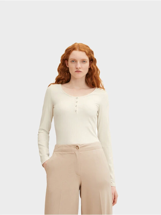 TOM TAILOR Denim Bluse 1032829 Beige Slim Fit 3 TOM TAILOR Denim Bluse 1032829 Beige Slim Fit
