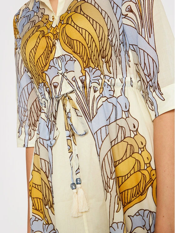 Tory Burch Kleid Für Den Alltag Printed 83310 Beige Relaxed Fit 6 Tory Burch Kleid Für Den Alltag Printed 83310 Beige Relaxed Fit – Bild 4