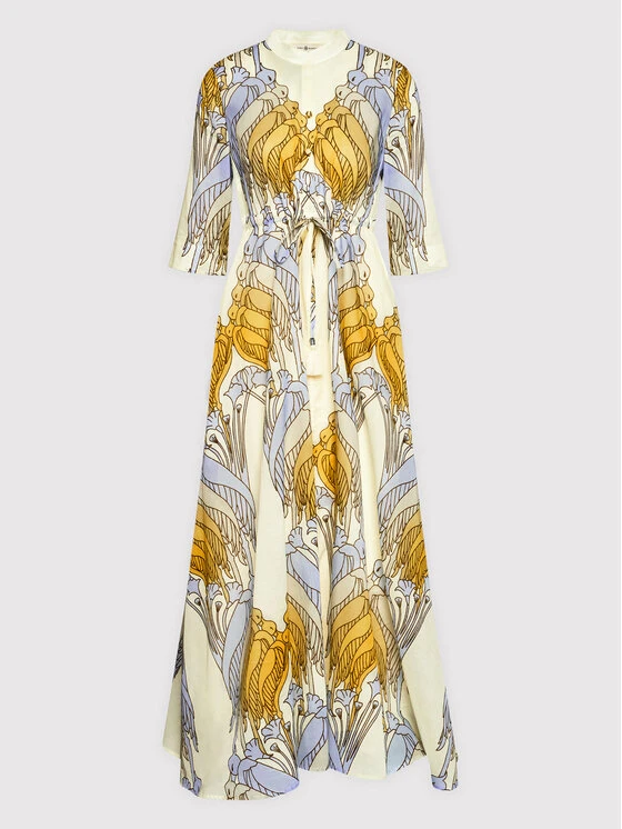Tory Burch Kleid Für Den Alltag Printed 83310 Beige Relaxed Fit 7 Tory Burch Kleid Für Den Alltag Printed 83310 Beige Relaxed Fit – Bild 5