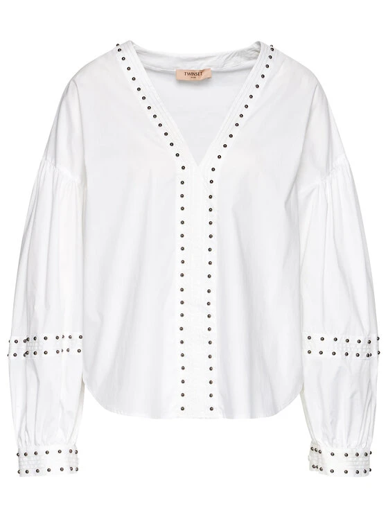 TWINSET Bluse 211TT2482 Weiß Regular Fit 7 TWINSET Bluse 211TT2482 Weiß Regular Fit – Bild 5