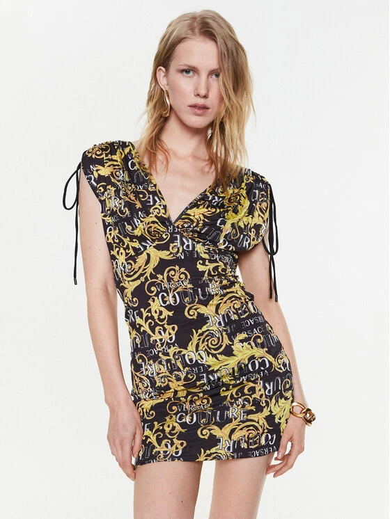 Versace Jeans Couture Kleid Für Den Alltag 74HAO921 Schwarz Slim Fit 3 Versace Jeans Couture Kleid Für Den Alltag 74HAO921 Schwarz Slim Fit