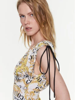 Versace Jeans Couture Kleid Für Den Alltag 74HAO921 Weiß Slim Fit -Deutschland Kleid Zart Verkaufs-Shop versace jeans couture kleid fur den alltag 74hao921 weiss slim fit 4